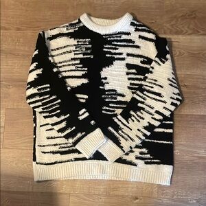 Black and White Patterned Men's Sweater